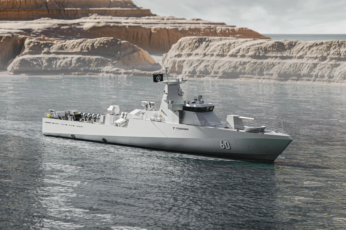 Fassmer Littoral Mission Vessel LMV 60 in coastal waters – naval ship for rapid littoral missions